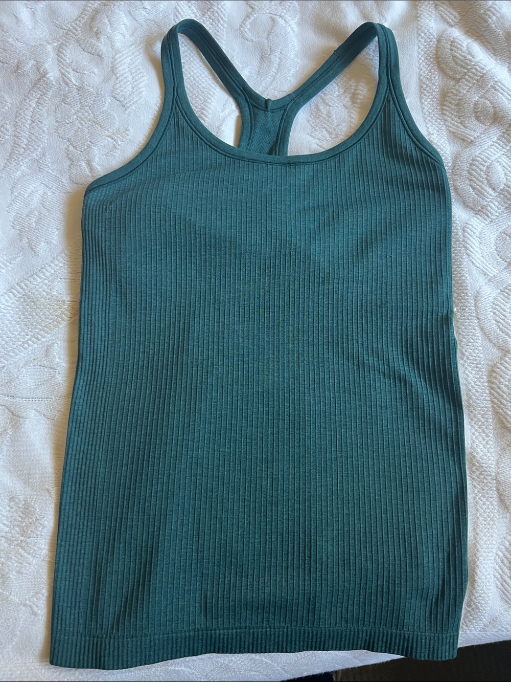 Ribbed Racerback Tank Top - Deep Teal Ebb to street tank. No pads